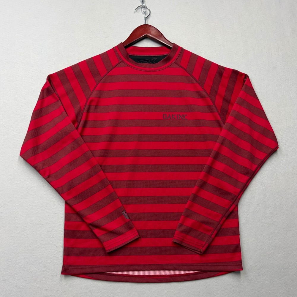 Dakine Base Layer Shirt Mens Medium Red Striped Long Sleeve Performance Top